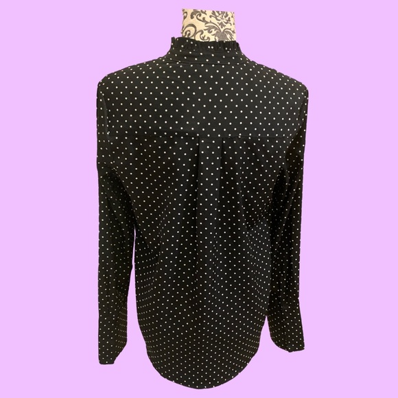 Icone Long sleeve blouse polka dot black crisp - NWOT - Picture 3 of 10